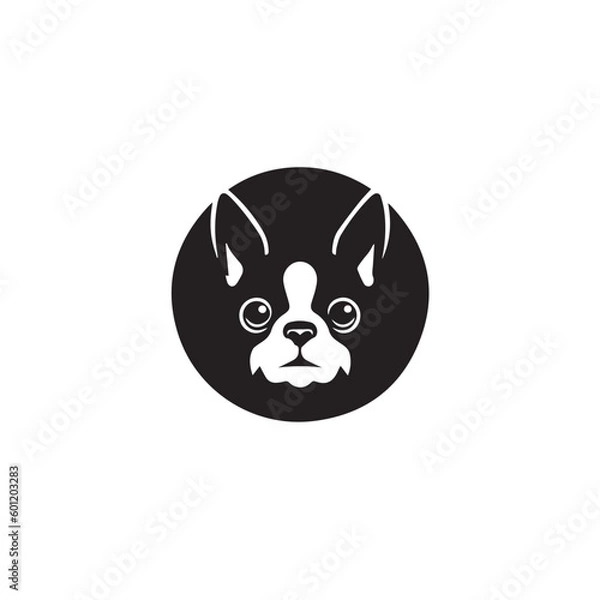 Fototapeta Dog head icon. Flat style. Cartoon dog face. Vector illustration isolated on white. Silhouette simple. Animal Logotype concept. Logo design template.