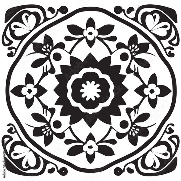 Fototapeta Flower clipart vector design black and white