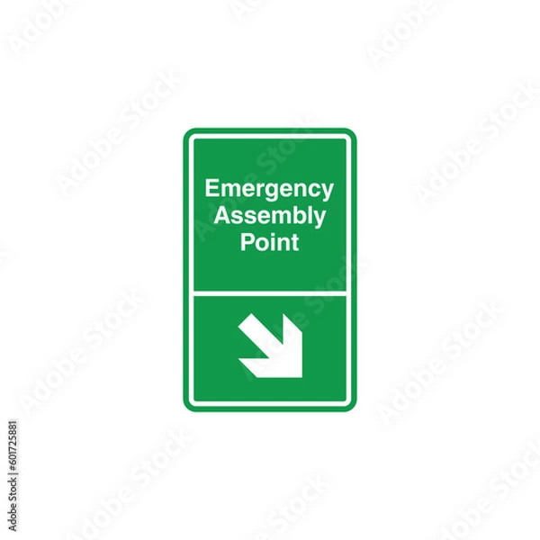 Fototapeta Fire Assembly Point Sign Vector Template