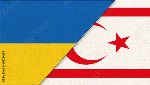 Fototapeta Flag of Ukraine and Northern Cyprus. Diplomatic relations