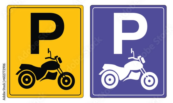 Fototapeta Parking zone vector. two wheeler, four wheeler, three wheeler,VIP parking area, Staff only parking space with vehicle symbols. Auto Rikshaw park stand, car park zone, motorcycle parking area. P icon 