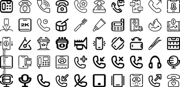 Fototapeta Set Of Phone Icons Collection Isolated Silhouette Solid Icons Including Smartphone, Mobile, Phone, Isolated, Device, Screen, Cellphone Infographic Elements Logo Vector Illustration