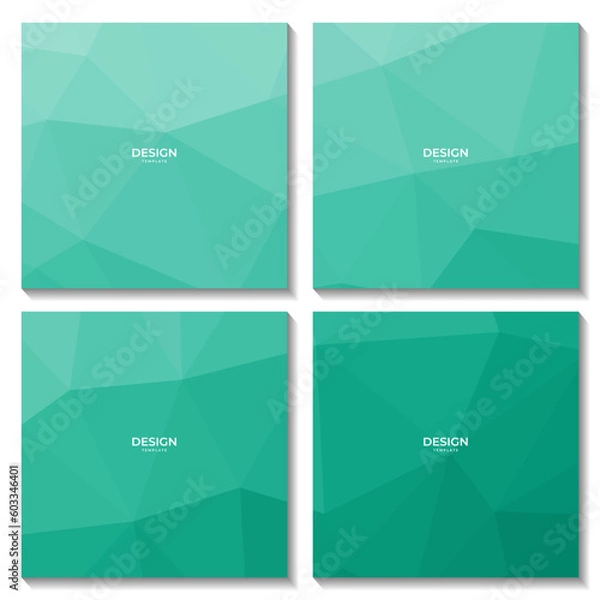 Fototapeta set of squares template with abstract triangles green background. vector illustration.