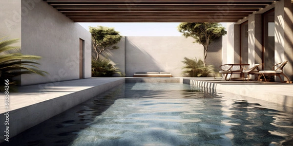 Obraz Luxury villa with private swimming pool, Generative AI