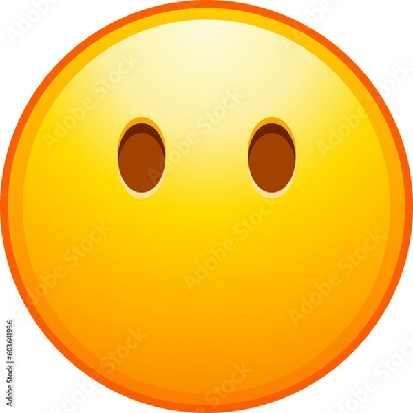 Fototapeta Top quality emoticon. Cute silent emoticon, smiley without mouth emoji. Yellow face emoji. Popular element. Detailed emoji icon from the Telegram app.