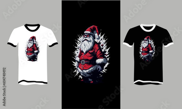 Fototapeta cool santa. t-shirt design, christmas, vector flat design