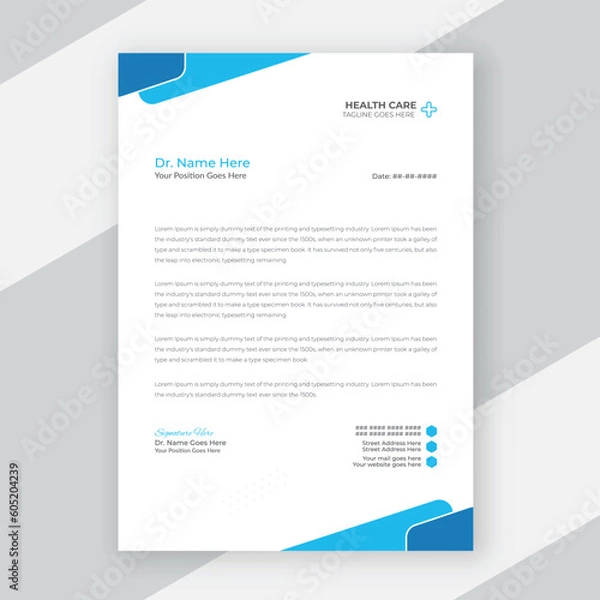 Fototapeta Professional doctor business medical service office letterhead template