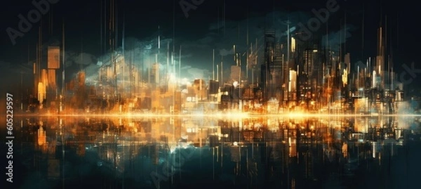 Fototapeta abstract urban night landscape-Ai