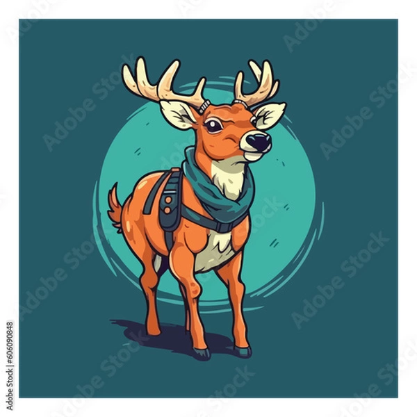 Fototapeta Deer mascot character for wildlife conservation organization. flat color