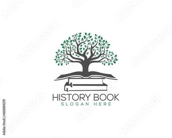 Obraz History Book and Education Logo Design Concept. Tree and Book Creative Vector Illustration.