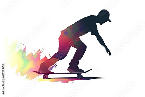 Fototapeta skateboarder silhouettes.AI Generative