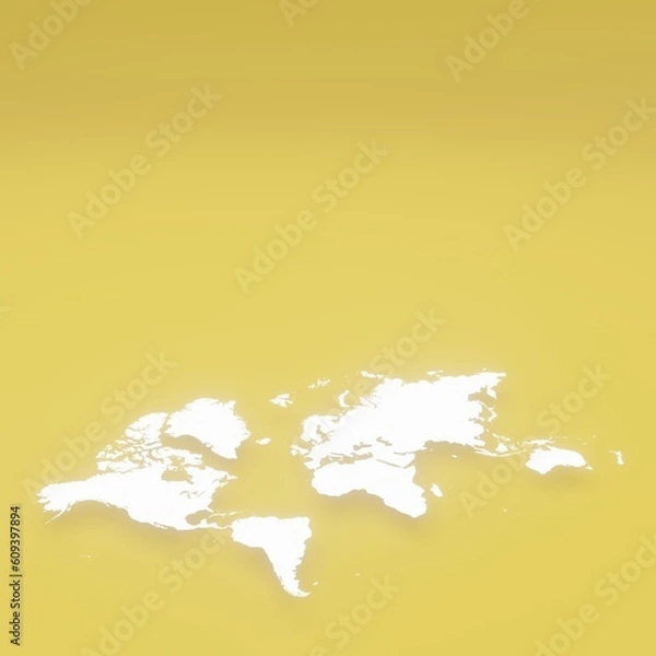 Fototapeta World Map with 3D Illustration Rendering Beautiful Young Orange Background 