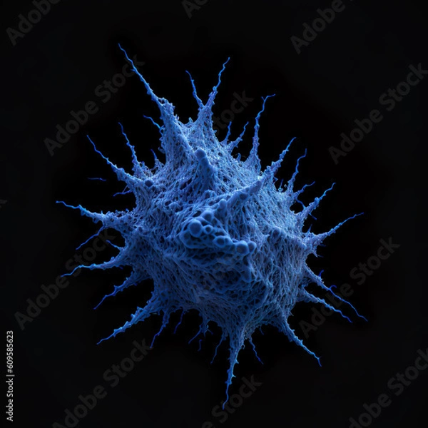 Fototapeta 3d rendered illustration of a virus blue color, isolated black background