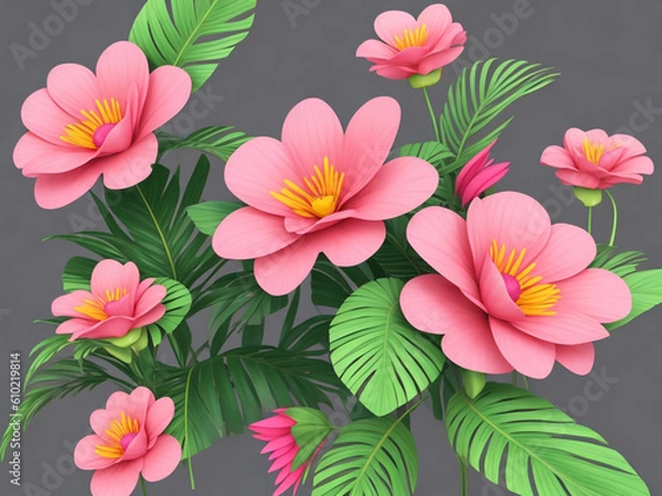 Fototapeta 3D Flowers Realistic Tumbler Warp Pattern, AI Genarated Tools Illustrations