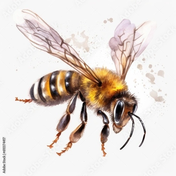 Fototapeta Honey bee isolated. Illustration AI Generative.