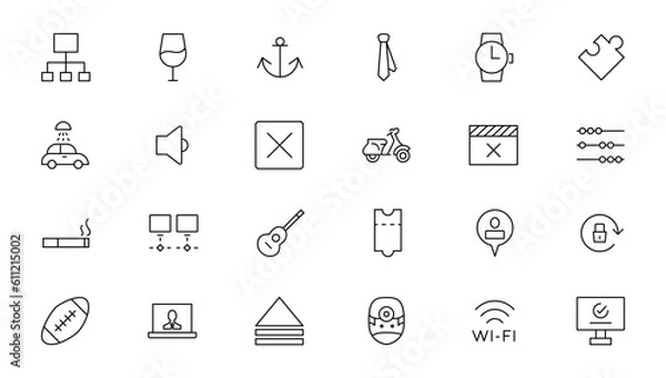 Fototapeta Set of thin line web icon set, simple outline icons collection, Pixel Perfect icons, Simple vector illustration