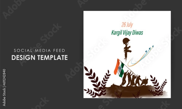 Obraz Vector illustration of Kargil Vijay Diwas social media story feed mockup template