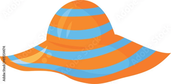 Fototapeta Illustration of a colorful panama hat in color. Element for print, postcard and poster, vector illustration.