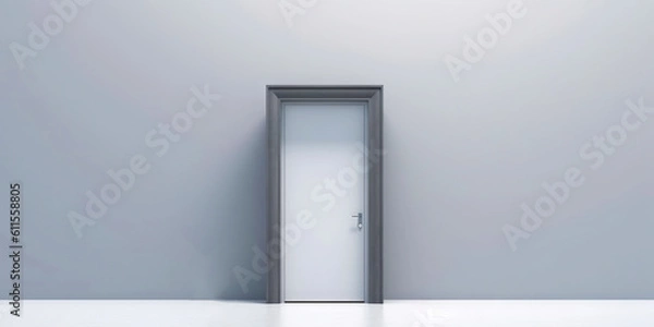 Fototapeta Minimalistic exterior with a door. Simple abstract urban concept. Generative AI