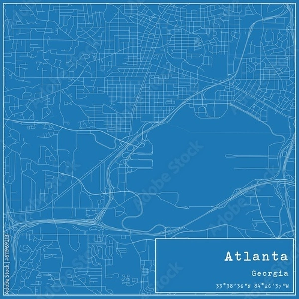 Fototapeta Blueprint US city map of Atlanta, Georgia.