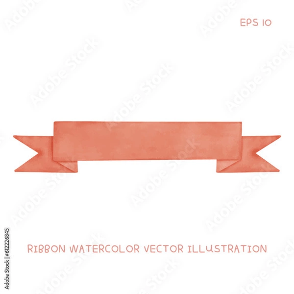 Fototapeta Red Ribbon Banner Watercolor vector Illustration