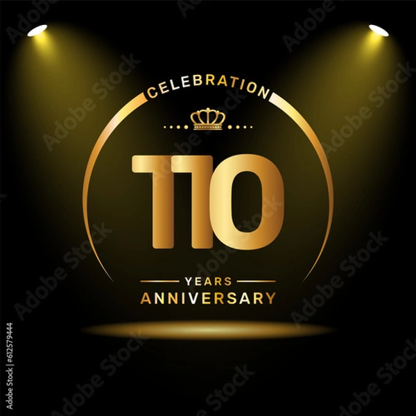 Obraz 110th year anniversary celebration logo design with gold color number and ring, logo vector template