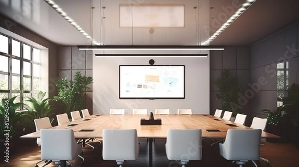 Fototapeta Conference Room Seating with Table and Chairs