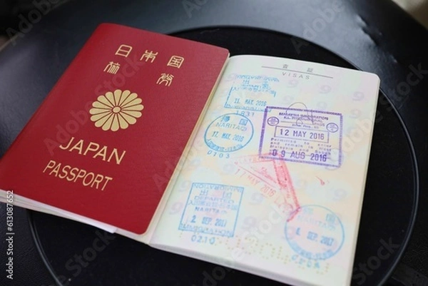 Fototapeta Tokyo, Japan, Jun 2023. Japanese passport.