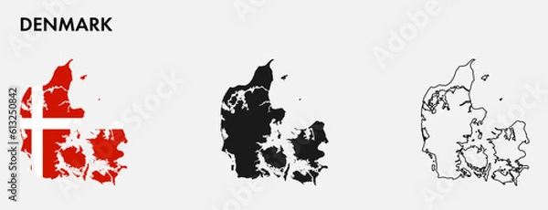 Fototapeta Set of Denmark map isolated on white background, vector illustration design