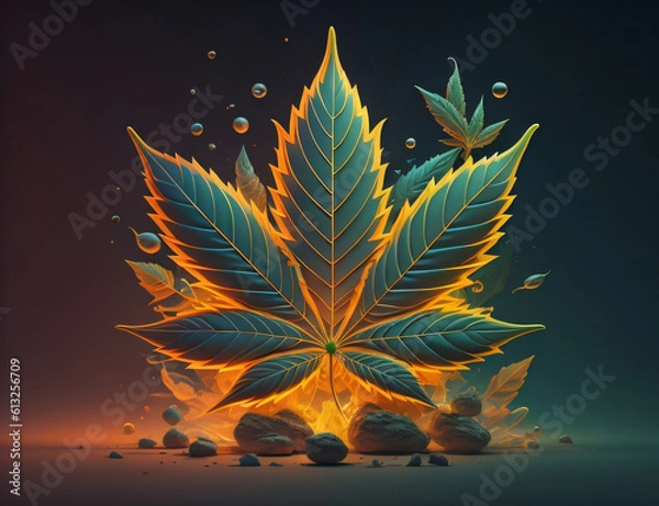 Fototapeta Illustrations of Weed with various effects created using an AI generator