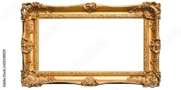 Fototapeta Gold Ornate Frame Isolated on White Background for Display or Decoration Generative AI illustrations