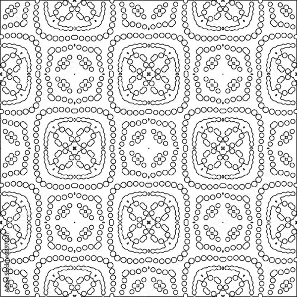 Fototapeta Vector pattern with symmetrical elements . Modern stylish abstract texture. Repeating geometric tiles from striped elements. Black and white pattern.