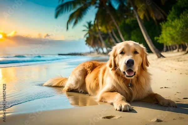 Fototapeta dog on the beach