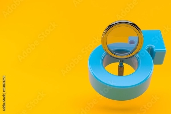 Obraz Magnifying glass inside male gender symbol