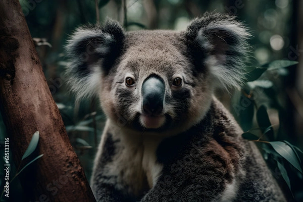 Fototapeta Koala in temperate forest. Generative AI