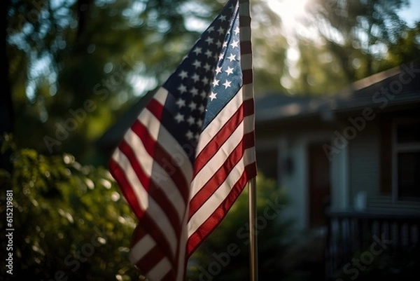 Fototapeta American Flag waving in the wind outdoor