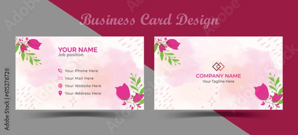 Fototapeta An illustration of both sides of a business card with floral designs