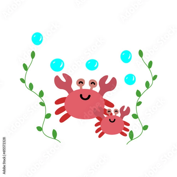 Fototapeta crab seaweed composition elements vector