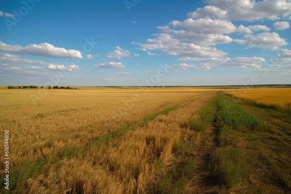 Fototapeta Natural landscape of outdoor farms under the blue sky and white clouds