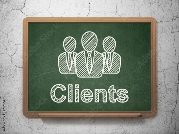 Fototapeta Finance concept: Business People and Clients on chalkboard