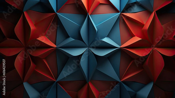 Fototapeta 3D Colorful abstract background in blue and red colors - Generative AI