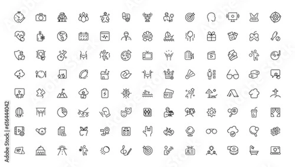 Obraz Hobby and recreation linear icons collection.Set of thin line web icon set, simple outline icons collection, Pixel Perfect icons, Simple vector illustration