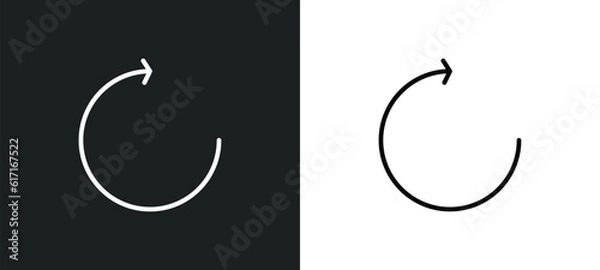 Fototapeta rotate circle line icon in white and black colors. rotate circle flat vector icon from rotate circle collection for web, mobile apps and ui.