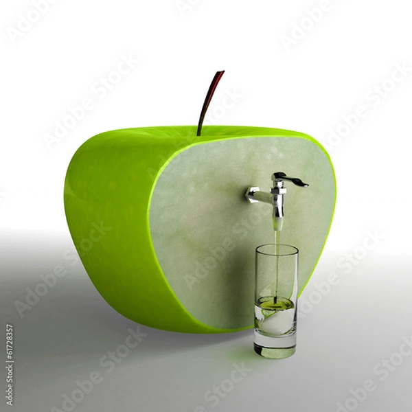 Fototapeta 3d apple and juice