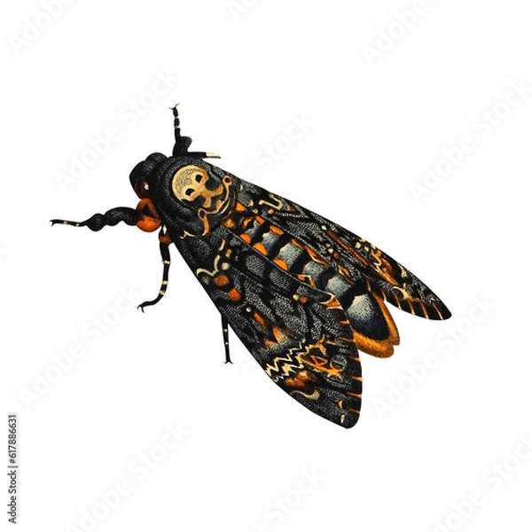 Fototapeta Scientific illustration The Enigmatic Death Moth Spooky Animal Botanical illustration Butterfly Fauna And Flora