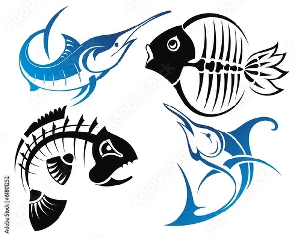 Fototapeta Set of vector fish