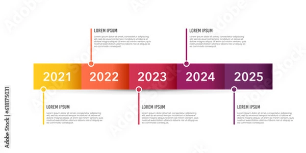 Fototapeta Infographic timeline 5th-anniversary presentation. Vector illustration.