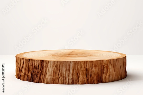 Fototapeta Natural wooden product display podium template. Blank presentation display platform