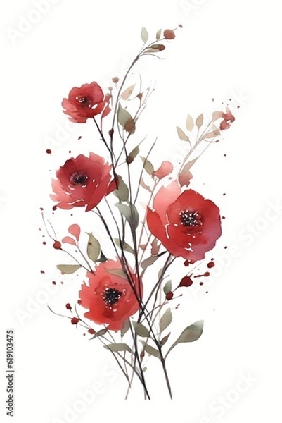 Fototapeta poppies on white background Generative AI