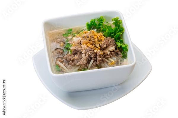 Fototapeta Thai soup with minced meat